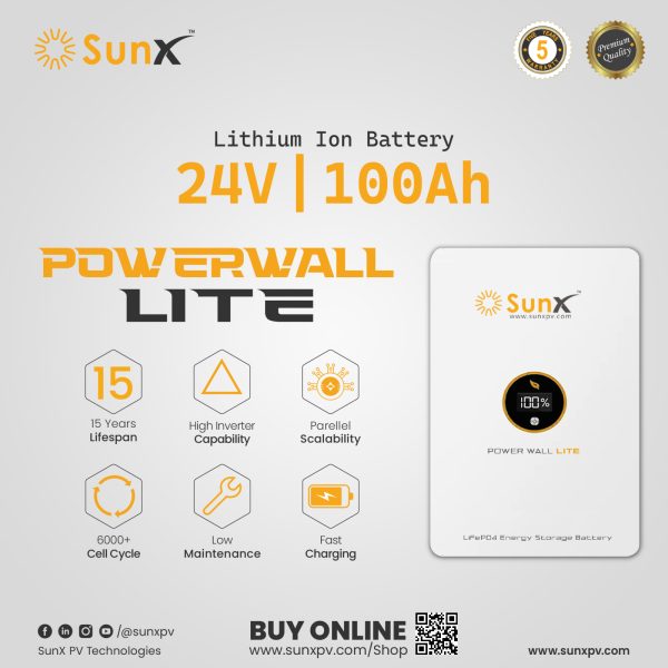 SunX 25.6 Volt 100 Ah Lithium Battery